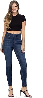 Jean skinny taille haute à enfiler avec poche plaquée pour femme