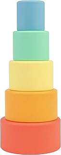 Gobelets empilables en silicone ginkgo bleu gigognes et jouets montessori