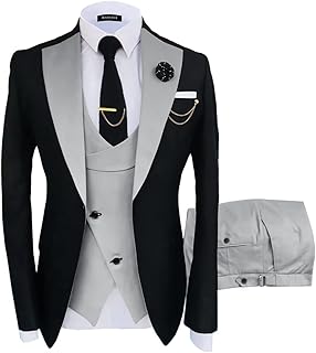 Costume 3 pièces coupe slim pour hommes, blazer, veste et pantalon pour fête