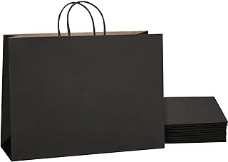 Sacs en papier noir avec poignées, taille 43 x 40 x 14 cm