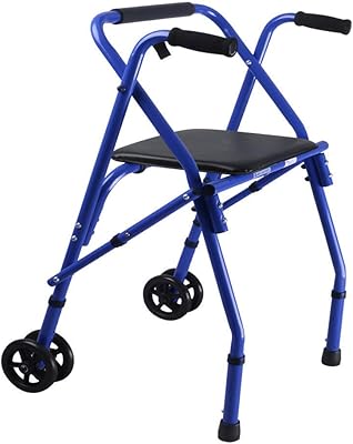 Déambulateur à roulettes pliable et robuste avec siège et roues pour personnes âgées