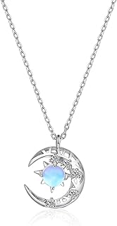 Bijoux en argent sterling 925 avec pendentif lune et étoile plaqué