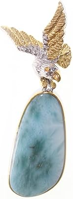 Pendentif larimar en argent sterling 925, pendentif animal fait à la main