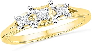 Bague de fiançailles de mariage pour femme en or jaune 10 carats