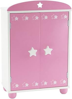 Meubles de poupée 14" | belle commode rose et blanche avec des détails