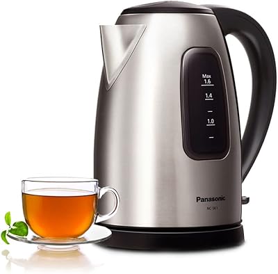 Bouilloire électrique panasonic, 1,6 litre, noir et argent [ncsk1b]