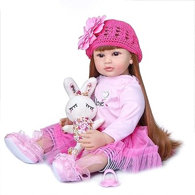 Poupée bébé fille nouveau-né nano classique, taille 24 pouces 60 cm, en silicone