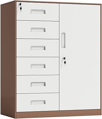 Classeur avec serrure armoire latérale basse en acier à 6 tiroirs