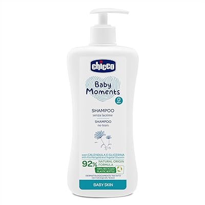 Chicco baby moments shampoing sans larmes pour peau de bébé, 500 ml, multicolore