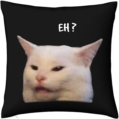 Housse de coussin carrée eh funny cat woman screaming at cat, housse de coussin de décoration intérieure pour lit, canapé, salon, cadeau amusant 18x18 pouces. Diaytar Sénégal : Le choix, la qualité, l'économie réunis