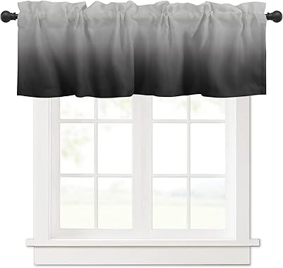 Zadaling cantonnière pour cuisine rideau de fenêtre ombré gris noir pour salon cantonnière
