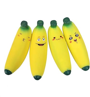 Jouet sensoriel extensible emoji banane, paquet de 4 jouets anti-stress, jouets d'interaction