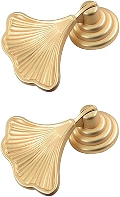 Poignées de meubles, bouton de traction suspendu doré en forme de feuille