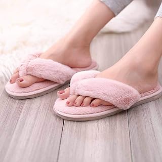 Pantoufles roses moelleuses pour femmes, pantoufles en fausse peluche, semelles intérieures souples