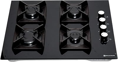 Poêle en verre noir bauhaus | 4 brûleurs plateau réglable gn