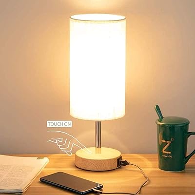 Lampe de table de chevet gleron, lampe de bureau en tissu de lin