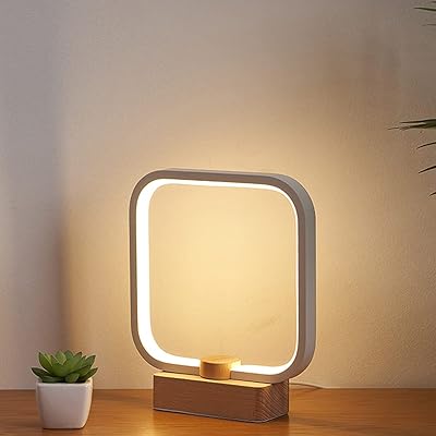 Lampe de table led en bois lampe de chevet à 3 températures