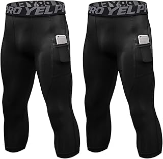 Paquet de 2 collants de compression 3/4 pour hommes, collants courts, séchage au