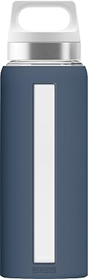 Bouteille d'eau en verre sig dream avec silicone bleu 065