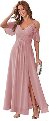 Robes de demoiselle d'honneur en mousseline à épaules dénudées pour femmes avec longue fente pour fête formelle junior cym058. Faites des économies avec Diaytar, le leader du e-commerce discount au Sénégal