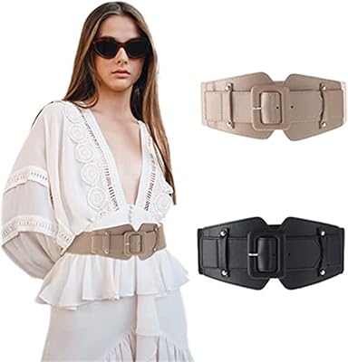 Ceinture élastique vintage pour femme large ceinture extensible corset rétro épaisse avec boucle