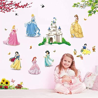 Stickers muraux amovibles aurete, belle princesse, petits nains et château de dessin animé, pour chambre d'enfant, chambre d'enfant. Diaytar Sénégal : La marketplace qui pense à votre porte-monnaie