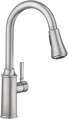 Robinet de cuisine extractible à poignée unique moen 87801srs avec reflex et powerclean