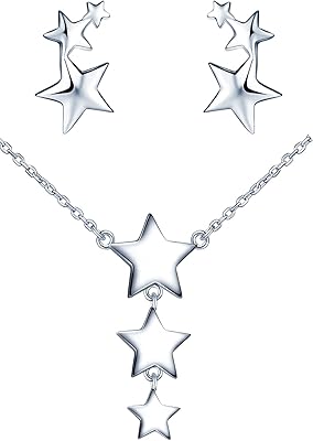 Cpslove collier et boucles d'oreilles étoile pour femmes filles, ensembles de bijoux en argent 925, collier pendentif météorite, boucles d'oreilles étoile élégantes, argent sterling. Diaytar Sénégal : Innovation digitale et prix attractifs