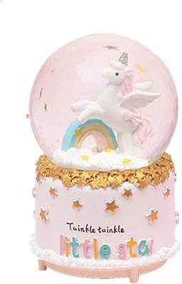 Lune arc-en-ciel licorne boule de cristal boîte à musique flocon de neige lumineux