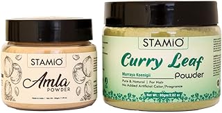 Stamio pure amla powder 50g, curry leaves powder 80g combo pour des cheveux