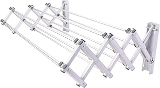 Étendoir à linge mural extensible en aluminium pour usage intérieur et extérieur