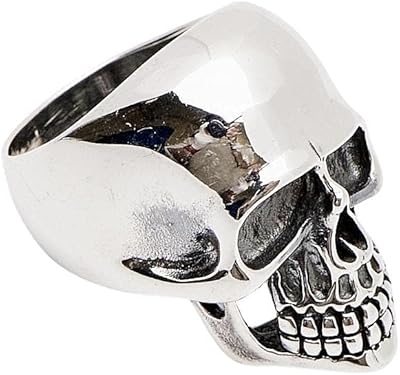 Bague de motard en argent sterling 925 avec crâne de squelette lourd