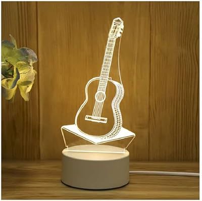 Lampe de bureau led en acrylique 3d pour chevet de chambre (guitare)