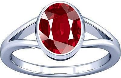 Bague en argent rubis avec pierres précieuses divya shakti manikya manikya 5,25-5,50 carats