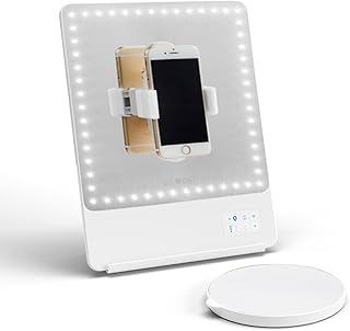 Miroir de courtoisie intelligent glamcore riki skinny avec lumières led hd, miroir grossissant