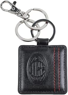 Porte-clés en cuir ac milan avec logo officiel du produit, noir, taglia unica