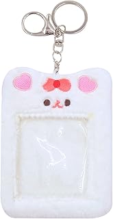 Porte-carte photo k-pop en peluche mignon avec porte-clés, porte-carte photo ours lapin chat
