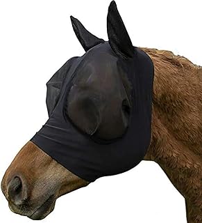 Masque de cheval en caoutchouc avec oreilles en lycra avec design en maille