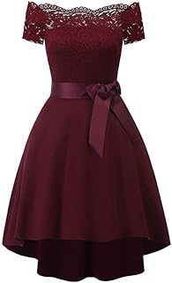 Robes de cocktail pour femmes - vintage épaules dénudées en dentelle fleurs robe de soirée courte de demoiselle d'honneur. Diaytar Sénégal : Des promotions qui ont du sens