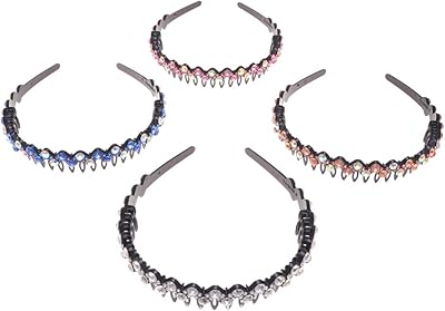 4 pièces bandeaux ondulés r-color peigne en strass bandeaux dents en cristal cerceaux