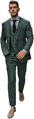 Costume rayé coupe ajustée pour hommes, 3 pièces, costume à fines rayures, costumes
