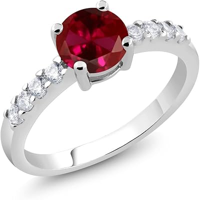 Bague de fiançailles avec rubis rouge pour femme