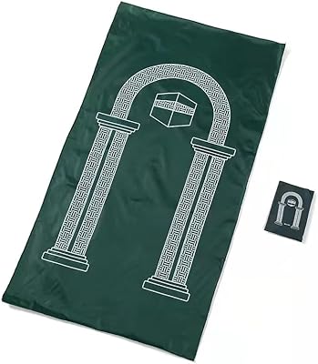 Tapis de prière de poche de voyage portable uno, imperméable et pliable, à transporter dans un sac (vert foncé). Votre shopping simplifié de A à Z avec Diaytar
