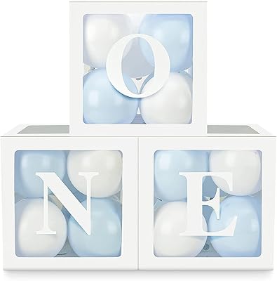 Décorations de fête de 1er anniversaire pour bébés garçons "one" avec trois boîtes