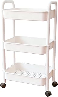 Chariot de rangement rotatif en plastique à 3 niveaux intol avec poignée
