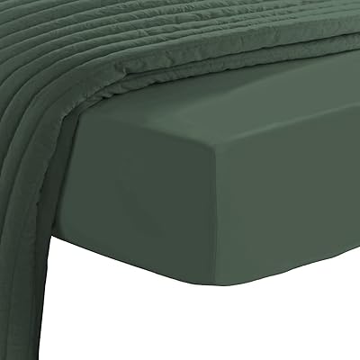 Drap de lit en coton vert forêt 180 x 200 cm, 100 %
