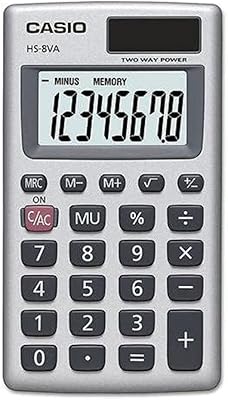 Calculatrice de poche casio hs-8va-wk-up à 8 chiffres argent