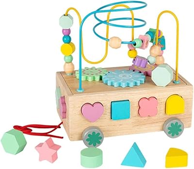 Cube d'activité multifonctionnel 4 en 1 en bois avec voiture à tirer enveloppée