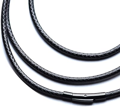 Cordon de collier en cuir tressé élastique avec fermoir solide 316l, cordons