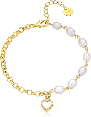 Bracelets en chaîne en argent sterling 925 avec perles baroques d'eau douce naturelles